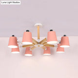 Nordic Style Chandelier Bucket Shade Hanging Light For Kids Bedroom - Metal & Wood