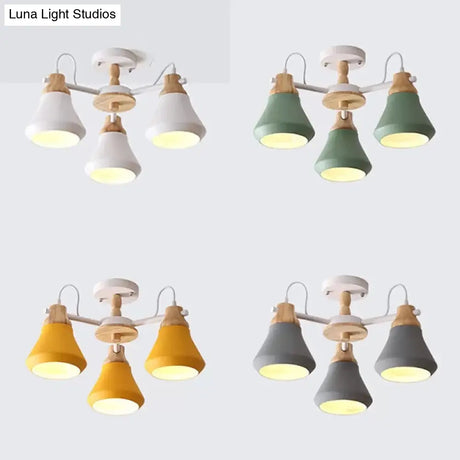 Nordic Style Child Bedroom Pendant Light With Metal Urn Shade - 3-Bulb Chandelier