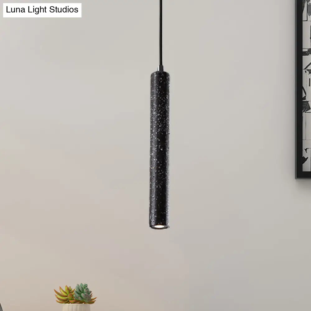 Nordic Style Concrete Pendant Light - 12’/21.5’H Tube 1 Black/White/Yellow Black / 12’