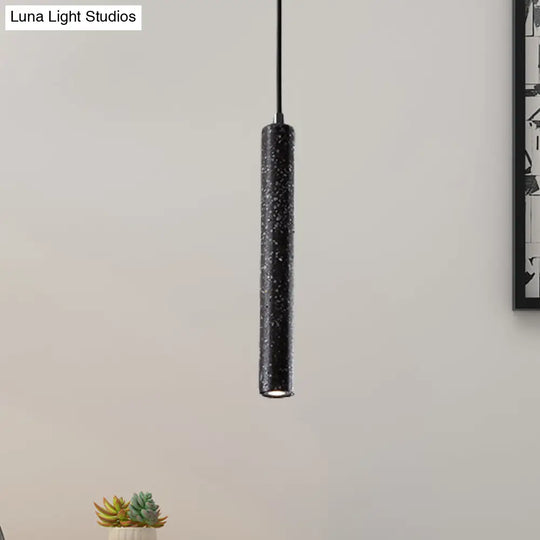 Nordic Style Concrete Pendant Light - 12’/21.5’H Tube 1 Black/White/Yellow Black / 12’