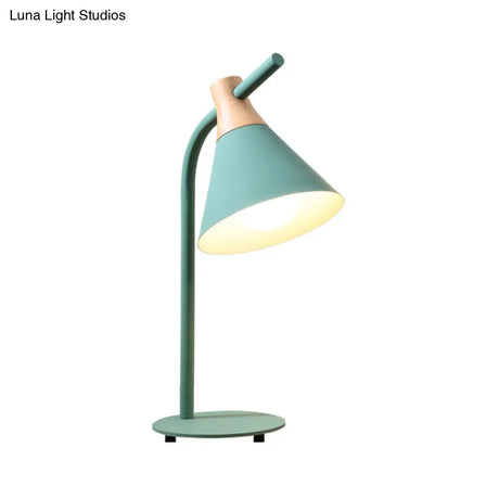 Nordic Style Cone Desk Lamp - Metal 1 Head Plug-In Cord For Dormitory Bedroom