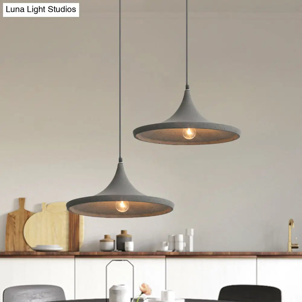 Nordic Style Cone Shade Pendant Light In Grey Cement - Hanging Ceiling Lamp (1-Light)
