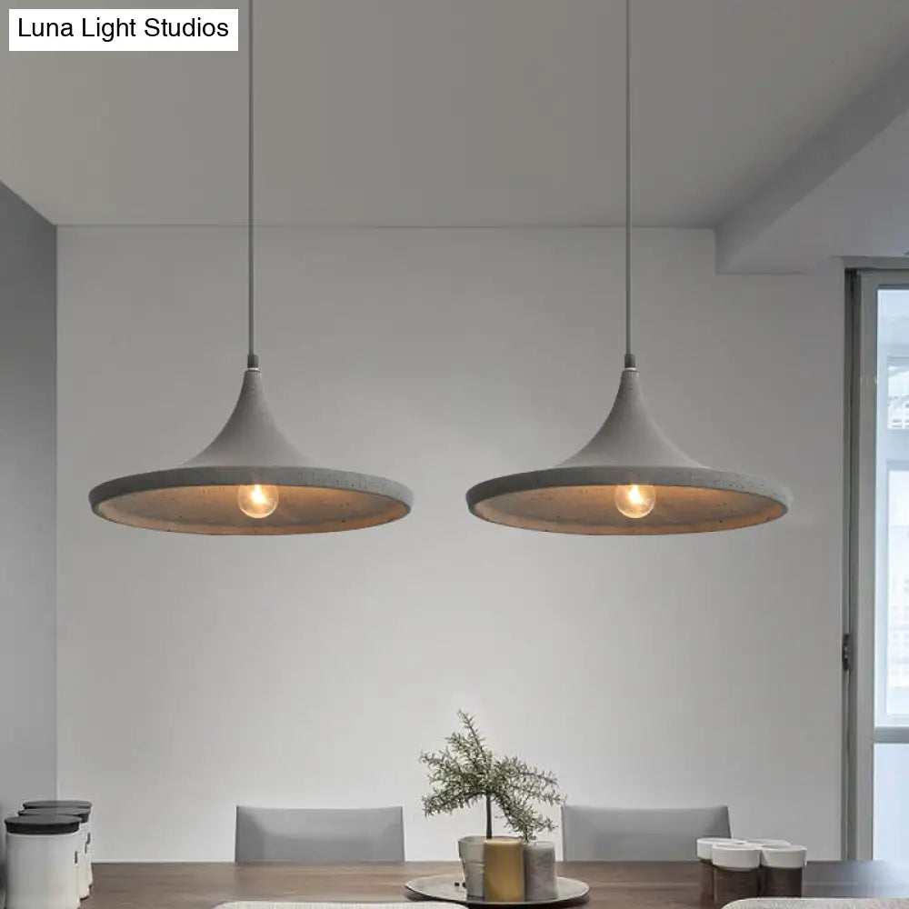Nordic Style Cone Shade Pendant Light In Grey Cement - Hanging Ceiling Lamp (1-Light)