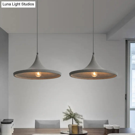 Nordic Style Cement Pendant Light With Cone Shade - 1 Grey Ceiling Hanging Fixture