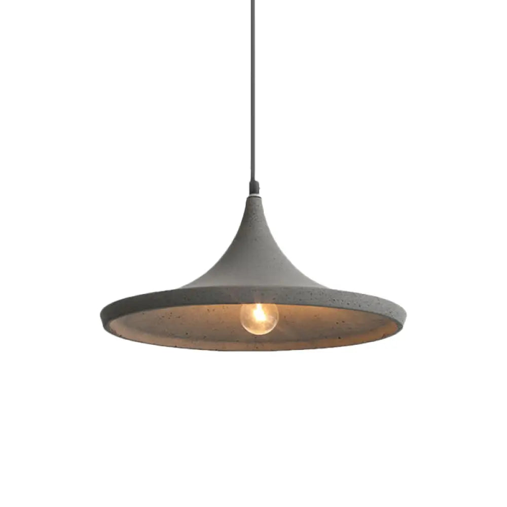 Nordic Style Cone Shade Pendant Light In Grey Cement - Hanging Ceiling Lamp (1-Light)