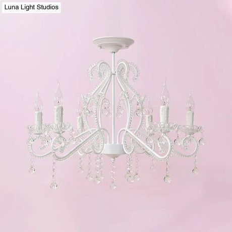 Nordic Style Crystal Chandelier For Girls Bedroom: Elegant Pendant Lighting With Candle Element