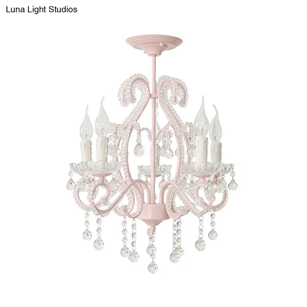 Nordic Style Crystal Chandelier For Girls Bedroom: Elegant Pendant Lighting With Candle Element