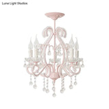 Nordic Style Crystal Chandelier For Girls Bedroom: Elegant Pendant Lighting With Candle Element