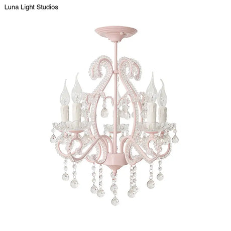 Nordic Style Crystal Chandelier For Girls Bedroom: Elegant Pendant Lighting With Candle Element