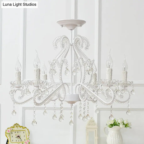 Nordic Style Crystal Chandelier For Girls Bedroom: Elegant Pendant Lighting With Candle Element