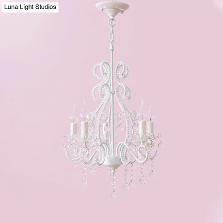 Nordic Style Crystal Chandelier For Girls Bedroom: Elegant Pendant Lighting With Candle Element