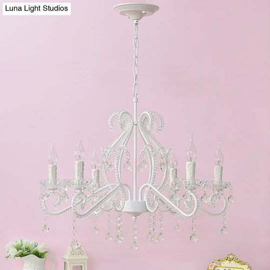 Nordic Style Crystal Chandelier For Girls Bedroom: Elegant Pendant Lighting With Candle Element