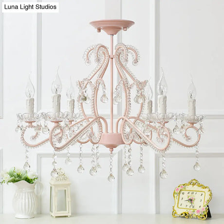 Nordic Style Crystal Chandelier For Girls Bedroom: Elegant Pendant Lighting With Candle Element