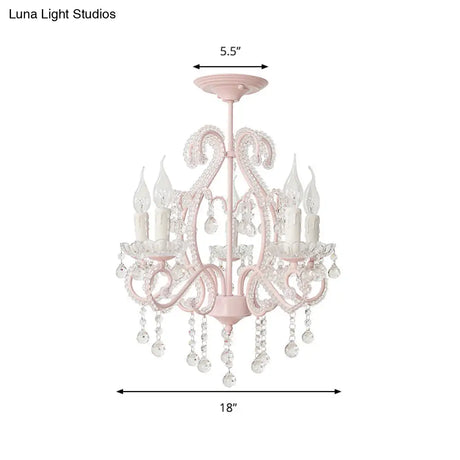 Nordic Style Crystal Chandelier For Girls Bedroom: Elegant Pendant Lighting With Candle Element