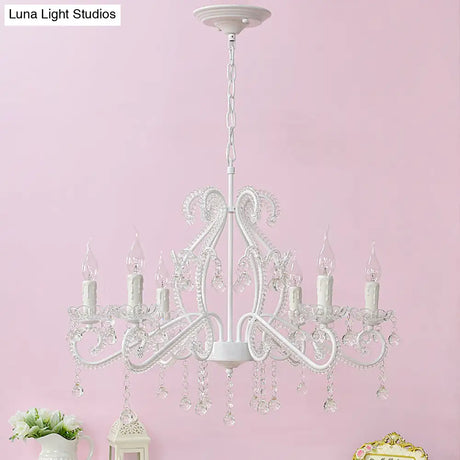 Nordic Style Crystal Chandelier For Girls Bedroom: Elegant Pendant Lighting With Candle Element