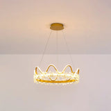 Nordic Style Crystal Pendant Light With 1 Suspended Crown For Living Room Gold / 25 Third Gear