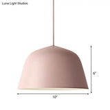 Nordic Style Dome Hanging Shade Ceiling 1 Light Metal Pendant Lamp In Black/Green For Bedroom