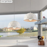 Nordic Style Domed Ceiling Light Fixture - 12’/14’ 1-Light Pendant In Black/White For Coffee Shop