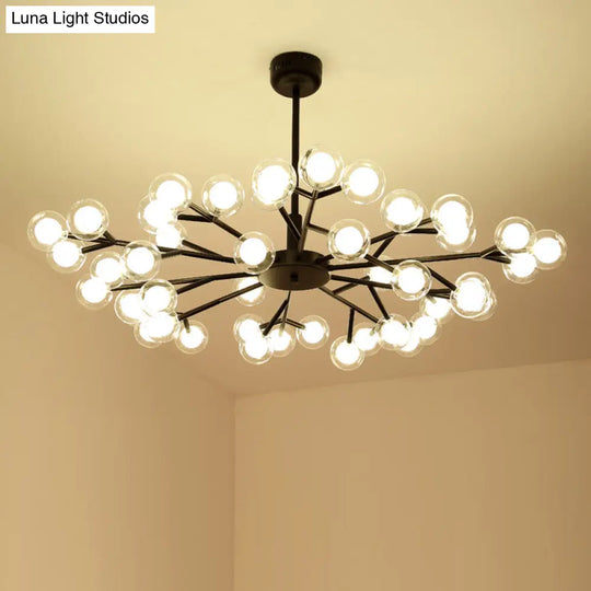 Glowworm Chandelier Light: Dual Glass Nordic Suspension Pendant For Living Room 45 / Black