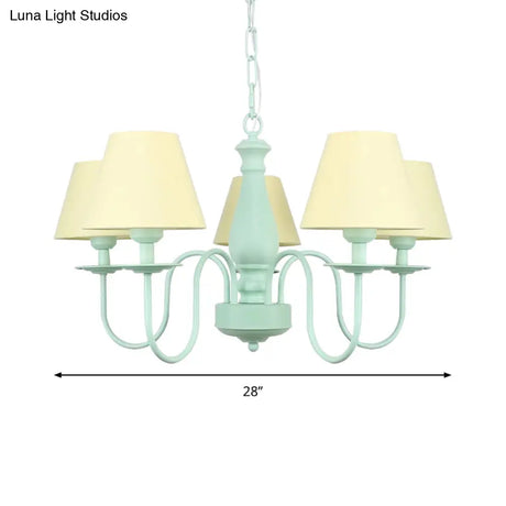 Nordic Style Fabric Shade Suspension Light Chandelier - 5 Lights Ideal For Living Room