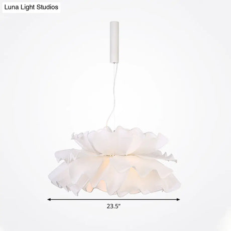 Nordic Style Fabric Wavy Pendant Light - 1 Head Black/White Ceiling Fixture For Bedroom