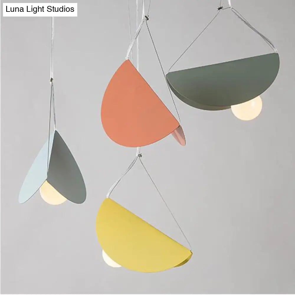 Nordic Style Fold Circle Pendant Light - Metal Suspension For Corridor And Cafe