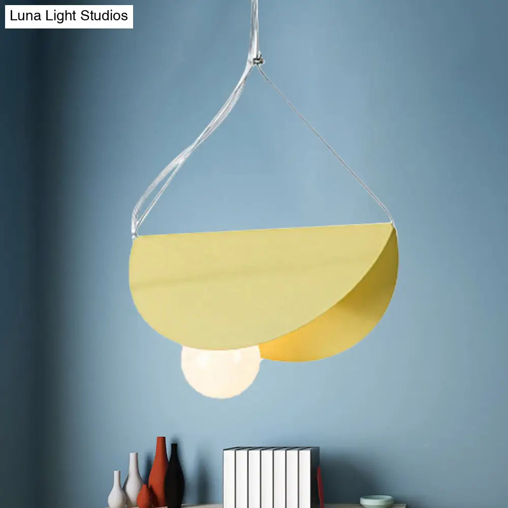 Nordic Style Fold Circle Pendant Light - Metal Suspension For Corridor And Cafe