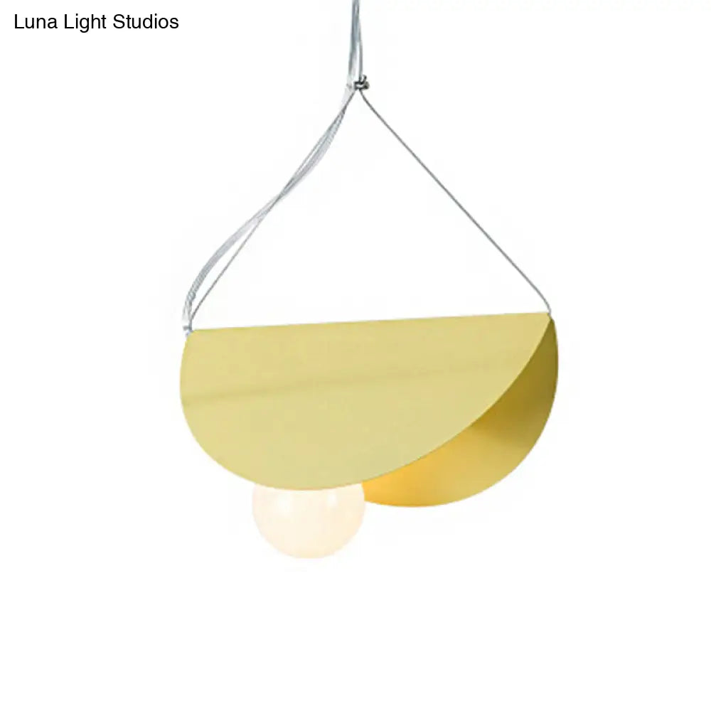 Nordic Style Fold Circle Pendant Light - Metal Suspension For Corridor And Cafe