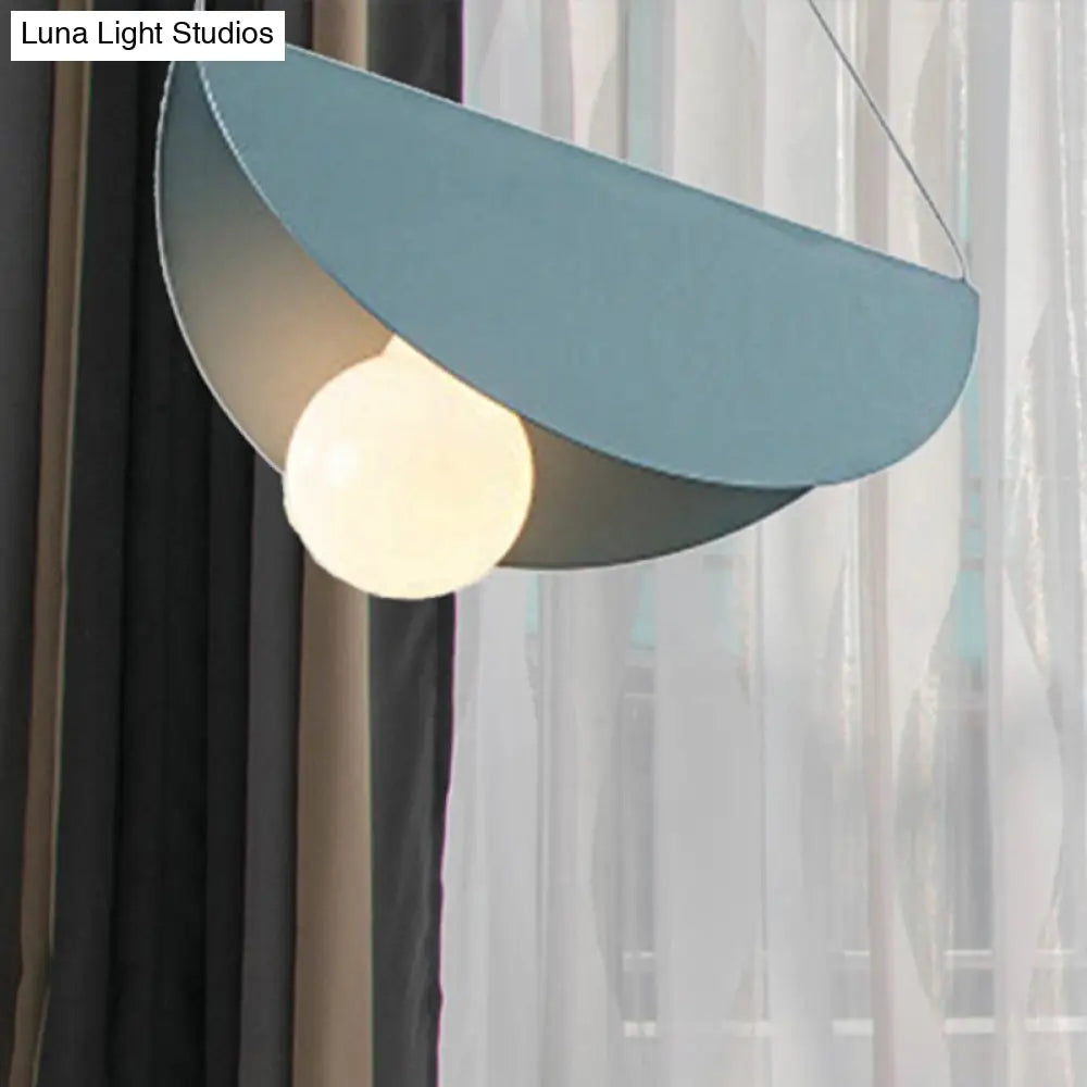 Nordic Style Fold Circle Pendant Light - Metal Suspension For Corridor And Cafe