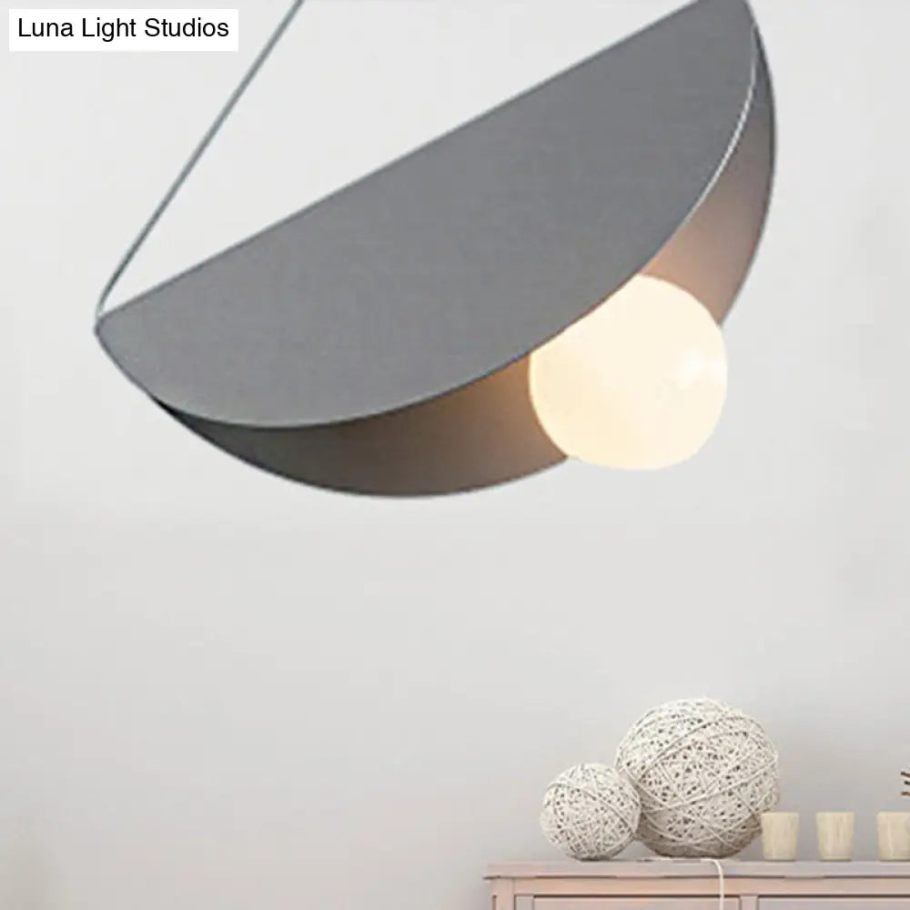 Nordic Style Fold Circle Pendant Light - Metal Suspension For Corridor And Cafe