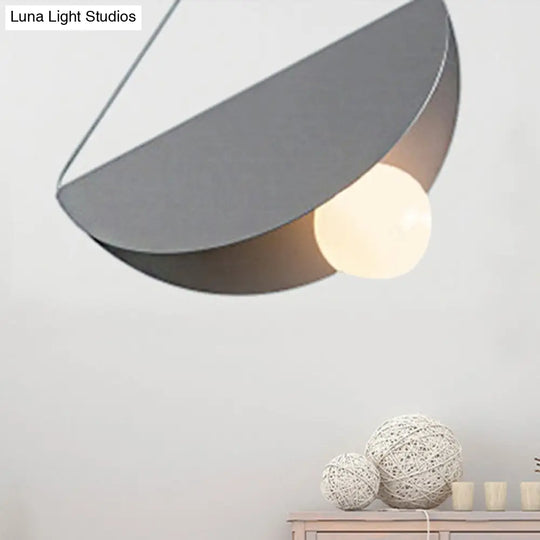 Nordic Style Fold Circle Pendant Light - Metal Suspension For Corridor And Cafe