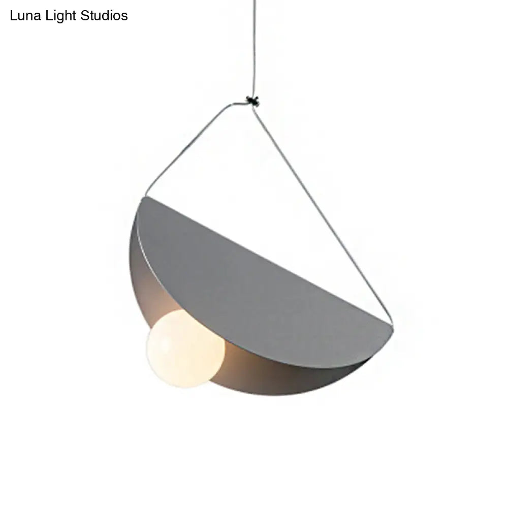 Nordic Style Fold Circle Pendant Light - Metal Suspension For Corridor And Cafe