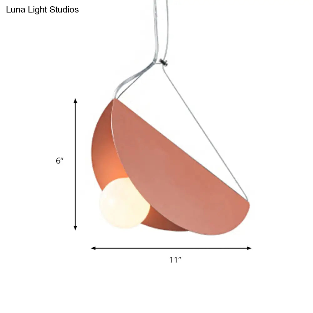 Nordic Style Fold Circle Pendant Light - Metal Suspension For Corridor And Cafe