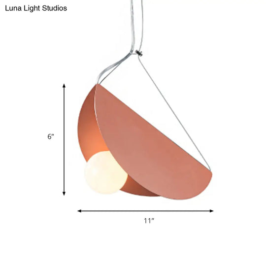 Nordic Style Fold Circle Pendant Light - Metal Suspension For Corridor And Cafe