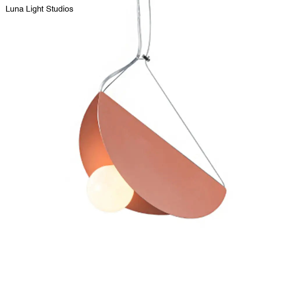 Nordic Style Fold Circle Pendant Light - Metal Suspension For Corridor And Cafe
