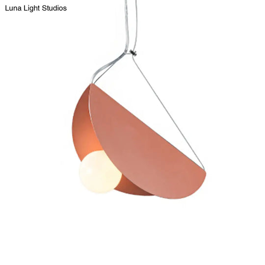Nordic Style Fold Circle Pendant Light - Metal Suspension For Corridor And Cafe