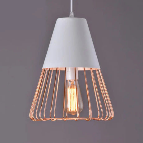 Nordic Style Geometric Metal Pendant Light For Restaurants White-Gold / B