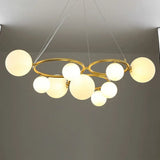 Nordic Style Glass Circles Chandelier: Sleek Suspended Lighting Fixture For Bedrooms 9 / Gold Milk