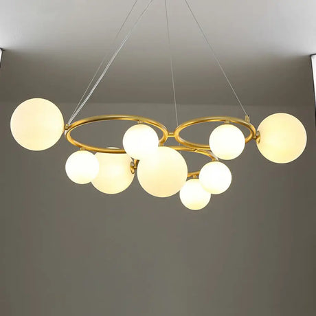 Nordic Style Glass Circles Chandelier: Sleek Suspended Lighting Fixture For Bedrooms 9 / Gold Milk