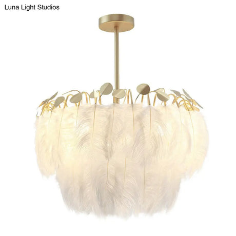 Nordic Style Gold Feather Nursery Pendant Chandelier Light Fixture