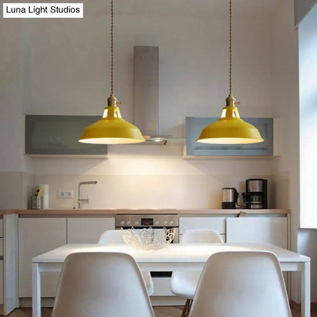 Nordic Style Hanging Lamp With Metal Shade And Colorful Macaron Finish For Kitchen Barn