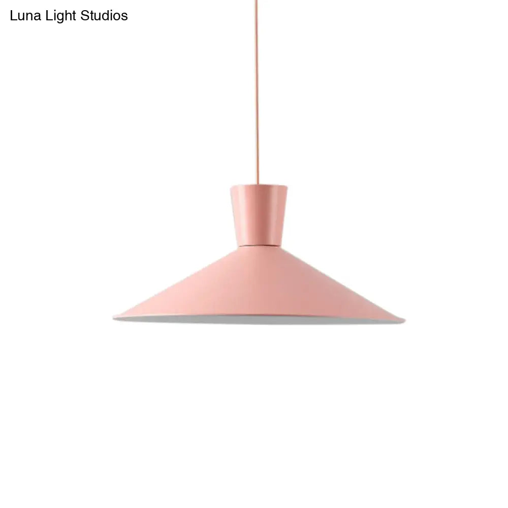 Nordic Style Iron Pendant Ceiling Light - Pink/Yellow/Blue Flared Design Perfect For Living Room