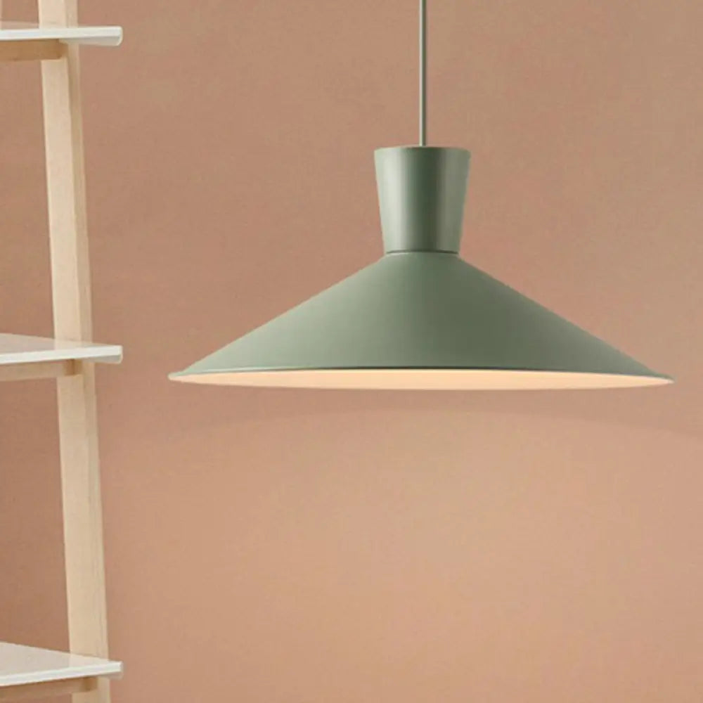 Nordic Style Iron Pendant Ceiling Light - Pink/Yellow/Blue Flared Design Perfect For Living Room