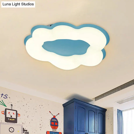 Nordic Style Led Bedroom Ceiling Fixture With Cloud Acrylic Shade - Pink/Blue Finish