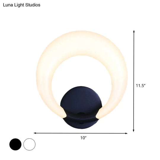 Nordic Style Led Bedside Wall Sconce - White/Black Crescent Moon Acrylic Shade