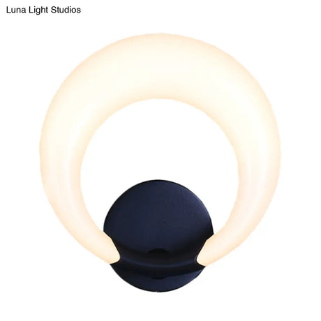 Nordic Style Led Bedside Wall Sconce - White/Black Crescent Moon Acrylic Shade