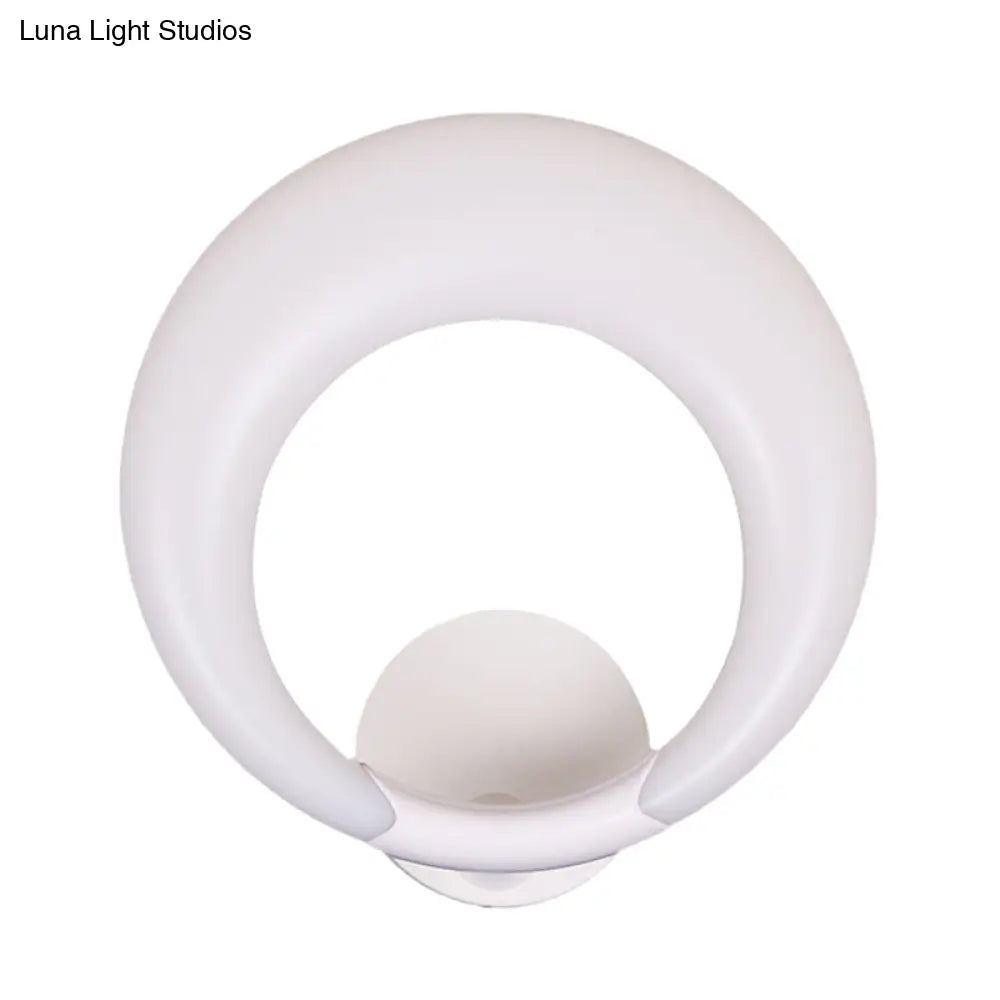 Nordic Style Led Bedside Wall Sconce - White/Black Crescent Moon Acrylic Shade