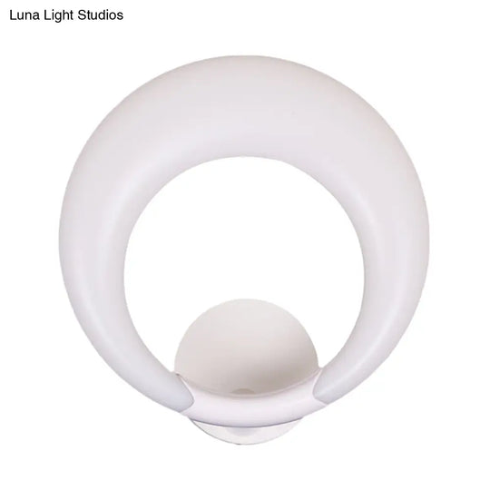 Nordic Style Led Bedside Wall Sconce - White/Black Crescent Moon Acrylic Shade