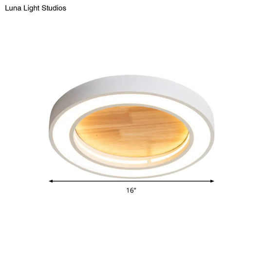 Nordic Style Led Ceiling Light For Boys Bedroom - Acrylic Wood Flushmount Fixture