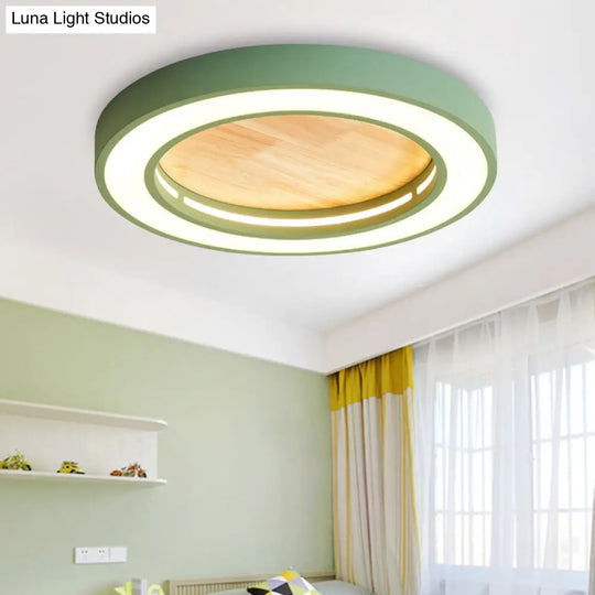 Nordic Style Led Ceiling Light For Boys Bedroom - Acrylic Wood Flushmount Fixture